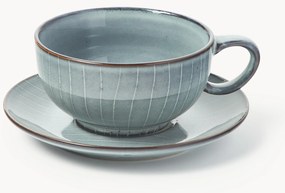 Chávena de chá artesanal com pires Nordic Sea