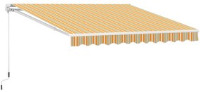 Outsunny Toldo Retrátil com Manivela Toldo de 300x200cm com Braço Articulado de Alumínio e 280 g/m² Laranja e Branco | Aosom Portugal