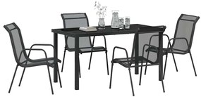 Conjunto de Jantar de Jardim com 5 Peças em Textileno Preto e Aço.