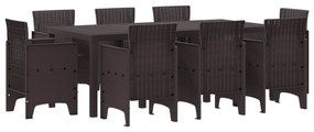 vidaXL Conjunto de Jantar para Jardim 9 pcs Castanho Rattan Polt