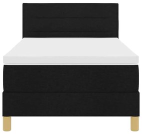 Cama Box Spring com Colchão Preta 100x200 cm Tecido