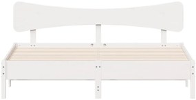 Cama sem colchão 200x200 cm madeira de pinho maciça branco