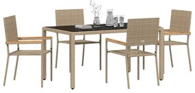 Conjunto de Jantar de Jardim vidaXL 5 Peças Bege em Rattan