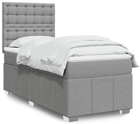 Cama com molas/colchão 90x190 cm tecido cinzento-claro