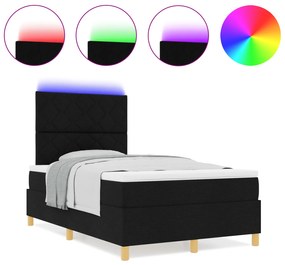Cama Box Spring com Colchão e LED Preto 120x200 cm Tecido