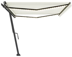 Toldo retrátil manual com LED 500x350 cm cor creme