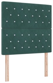 Cama Box com Colchão &amp; LED verde escuro 90x190 cm Veludo