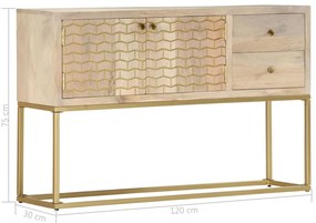 Aparador 120x30x75 cm madeira de mangueira maciça dourado