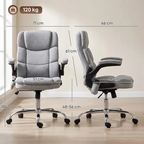 Cadeira de escritório com função de massagem e aquecimento, cadeira de escritório ergonómica com altura ajustável e função de balanço, cinzenta
