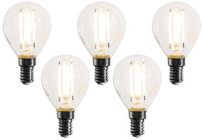 Conjunto de 5 lâmpadas de filamento LED E14 reguláveis G45 transparentes 4W 470 lm 2700K