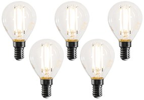 Conjunto de 5 Lâmpadas LED Filamento E14 Reguláveis G45 Transparentes 4W 470LM 2700K