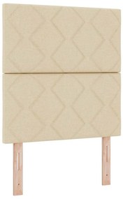 Cama Box Spring com Colchão &amp; LED Creme 80x200 cm Tecido