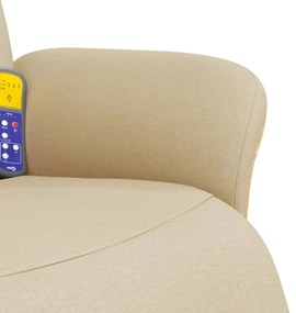 Cadeira de massagens reclinável com apoio de pés tecido creme