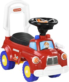 Carro Andador para Crianças com Desenho de Camião de Bombeiros 3 Luzes Música e Compartimento de Arrumação 49x24x42 cm Vermelho