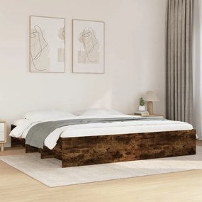 Estrutura de cama sem colchão 180x200 cm carvalho fumado