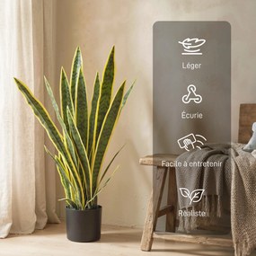 Planta Artificial Sanseviéria com Vaso, 15 x 15 x 77 cm, 21 Folhas Ajustáveis, Verde