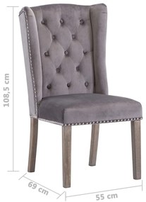 Cadeiras de jantar 2 pcs veludo cinzento