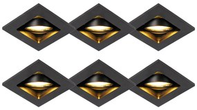 Conjunto de 6 focos embutidos modernos pretos ajustáveis - Qure Design,Moderno