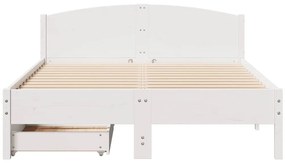 Cama sem colchão 160x200 cm madeira de pinho maciça branco