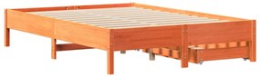 Cama sem colchão 160x200 cm madeira pinho maciço castanho-mel