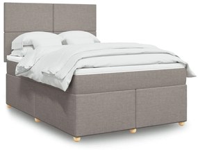vidaXL Cama com molas/colchão 160x200 cm tecido castanho-acinzentado