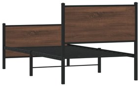 Estrutura de cama sem colchão 90x190 cm metal carvalho castanho