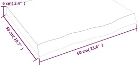Prateleira de parede 60x50x(2-6) cm carvalho maciço não tratado