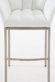 Banco de bar Damaso em couro sintético e com estrutura prateada 64 x 110 x 48 cm Branco