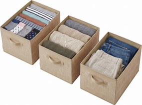 Conjunto de 3 caixas de arrumação, 40 x 30 x 24 cm, bege areia