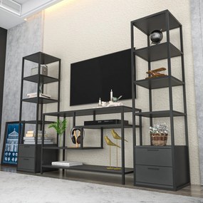 Móvel TV Robbins – Preto Antracite – 198 cm x 39 cm x 160 cm