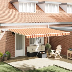 vidaXL Toldo Retrátil Manual com LED em Amarelo e Laranja, 450x300 cm