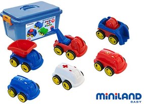 Jogo Didatico Miniland com 10 Veiculos Professionais Flexíveis para Trabalhar a Educação Vial