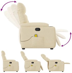 Poltrona de massagens reclinável tecido cor creme