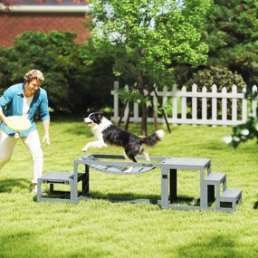 Equipamentos de treino de agilidade para cães – conjunto de 3 peças de equipamento de agilidade para cães em madeira maciça cinzenta