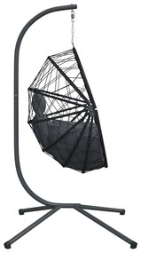 Cadeira forma de ovo suspensa c/ suporte vime/aço antracite
