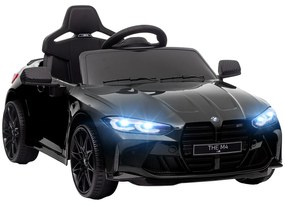 Carro Elétrico para Crianças BMW M4 12V com Controlo Remoto Faróis Buzina Música e Velocidade 3-5 km/h 108x69,5x51 cm Preto