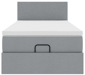 Cama otomana com colchão 100x200 cm tecido cinzento claro
