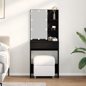 Mesa de Maquilhagem LED vidaXL em Carvalho Preto, 60x40x140 cm, Feita