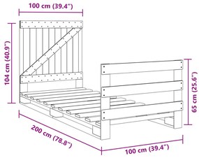 Estrutura de cama com cabeceira 100x200cm pinho maciço