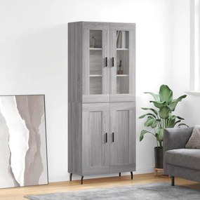 vidaXL Armário alto 69,5x34x180 cm derivados de madeira sonoma cinza