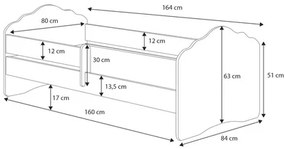 Cama infantil branca FALA unicórnio 160x80 com gaveta - colchão e estrado incluído