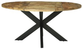 Mesa de Jantar Redonda Ø160x76 cm Madeira Sólida de Mangueira Rugosa