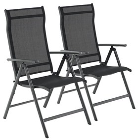 Conjunto de 2 cadeiras dobráveis de jardim SONGMICS, cadeiras para áreas externas com estrutura de alumínio durável, encosto reclinável em 8 ângulos, capacidade máxima de 120 kg, pretas GCB29BK