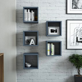 Prateleira de Parede Box – Azul – 30 cm x 24 cm x 30 cm (5 Peças)