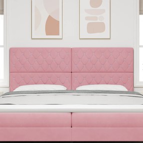 Cabeceira Botão de Cristal Tufted Rosa 200 cm Veludo