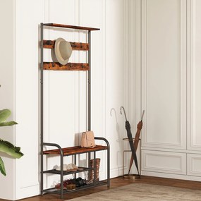 Cabide com 9 ganchos de 30 x 85 x 180,5 cm castanho e perto