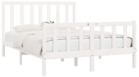 Estrutura de cama 160x200 cm madeira maciça branco