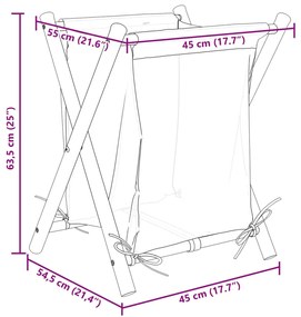 Cesto de roupa 45x55x63,5 cm bambu creme