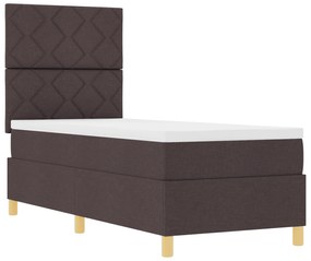 Cama Box Spring com Colchão Castanho Escuro 80x200 cm Tecido