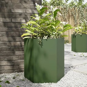 Vaso/floreira de jardim hexagonal 46x40x45 cm aço verde